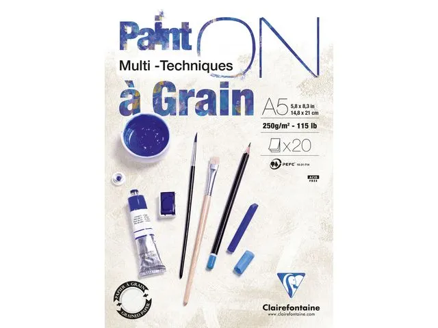 Clairefontaine Akvarellpapir, A5, 250 g/m², 20 ark