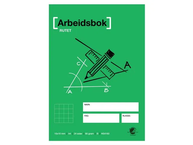 Arbeidsbok A4 80g 24ark 10x10 rutet