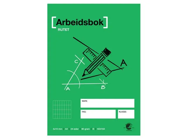 Arbeidsbok A4 80g 24ark 5x10 rutet