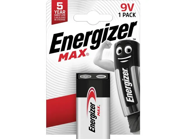 Energizer Alkalisk maks. 9 V / 6LR61 ikke-oppladbart batteri i blisterpakning med 1