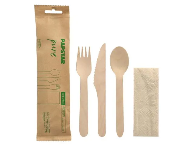 Papstar Bestikkpose PURE 3 deler m/serviett (50)