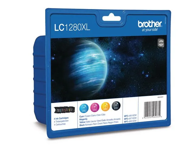 Brother blekkpatron 1280XL, økonomipakke, høy kapasitet, sort, cyan, magenta, gul, flerpakning, LC-1280XLVALBPDR