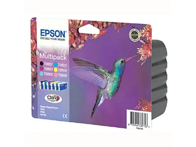 Epson Blekkpatron T0807 flerpakning, svart, cyan, lys cyan, magenta, lys magenta, gul