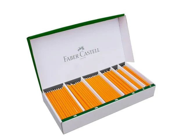 Faber-Castell grafittblyanter, 2B-, B-, H-, HB-bly, sekskantet, oransje kropp