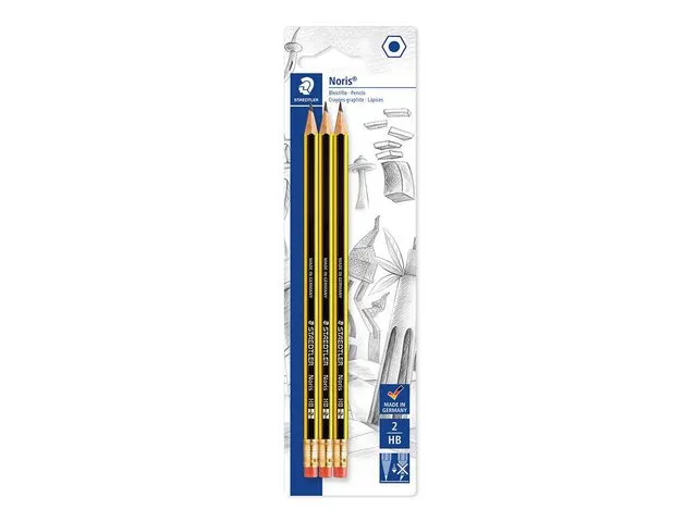 Staedtler grafittblyant Noris 122, HB-bly, sekskantet, gul og svart kropp