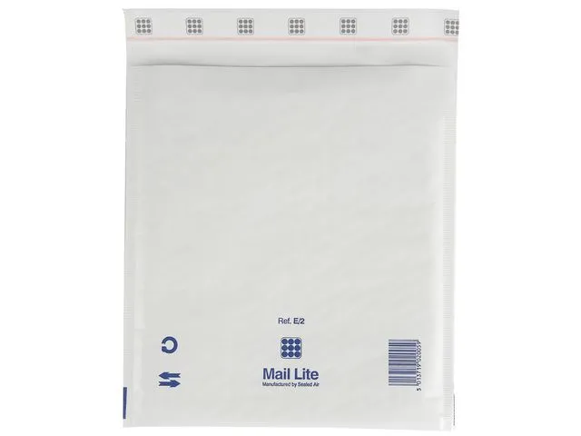 Sealed Air® luftputekonvolutt Mail Lite, E2, 220 x 260 mm, kraftpapir, hvit