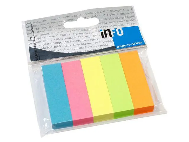 info Bokmerke, 15 x 50mm, assortert neon farger