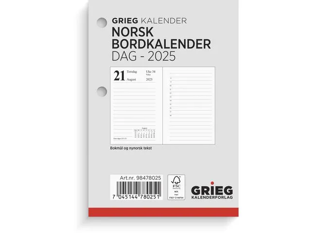 Grieg Bordkalender GRIEG 2025 Norsk