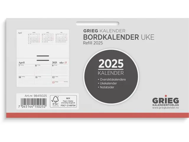 Grieg Bordkalender GRIEG 2025 uke