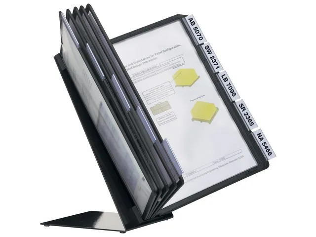 Durable infopanelsystem VARIO, for skrivebord, 10 lommer, A4, svart ramme