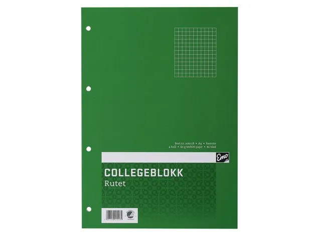 Emo Collegeblokk A4 60g 80bl ruter