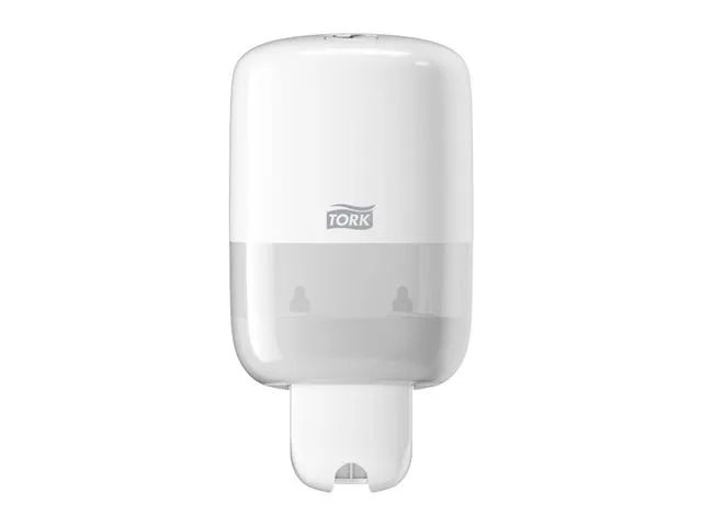 Tork Minidispenser av plast for flytende såpe og kremsåpe, hvit, 500 ml, 206 x 112 x 114 mm