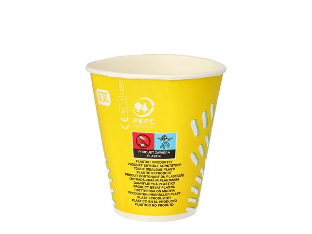 Papstar Drikkebeger papp 0,3L gul (100)