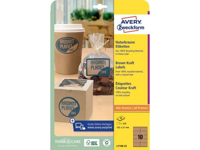Avery Etikett AVERY 105X57mm brun (250)