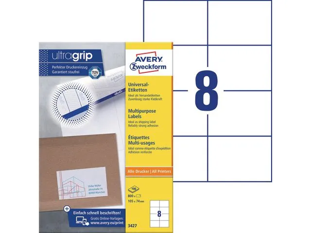 Avery Etikett AVERY Ultragrip 105x74mm (800)