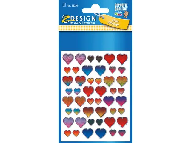 Z-Design Etikett AVERY dekor hjerter assortert