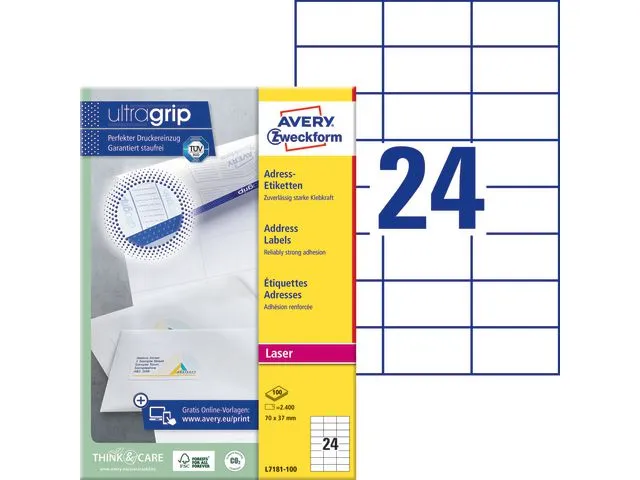 Avery Etikett AVERY laser 70x37mm (2400)