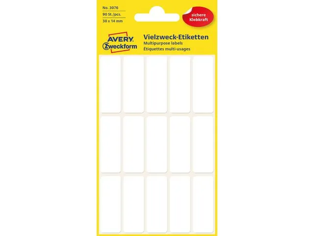 Avery Etikett AVERY manuell 14x38mm hvit (90)