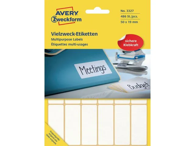 Avery Etikett AVERY manuell 19x50mm hvit (486)