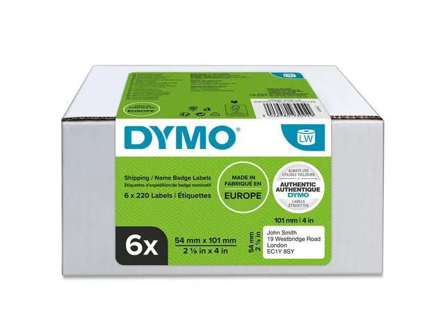 Dymo Autentiske LW-forsendelsesetiketter til flere formål, 54 mm x 101 mm, enkle å fjerne, selvklebende, til LabelWriter-etikettskrivere