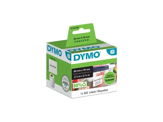 Dymo S0720540 LW store flerbruksetiketter i blått på hvitt, 70 x 54 mm
