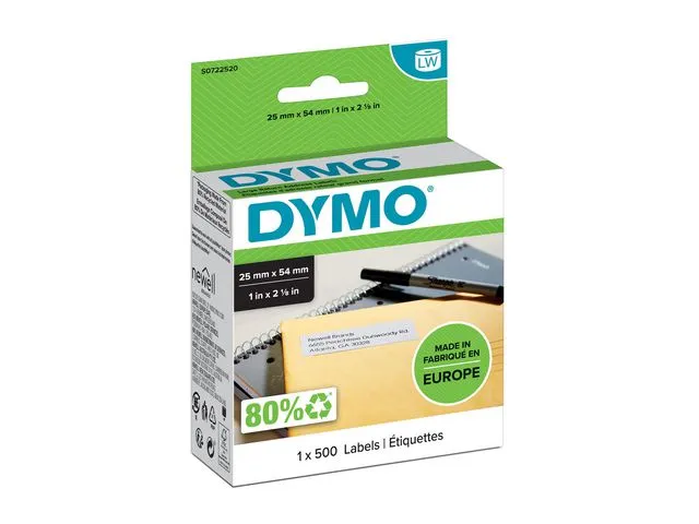 Dymo returadresseetiketter S0722520 LW, store, svart på hvitt, 54 x 25 mm
