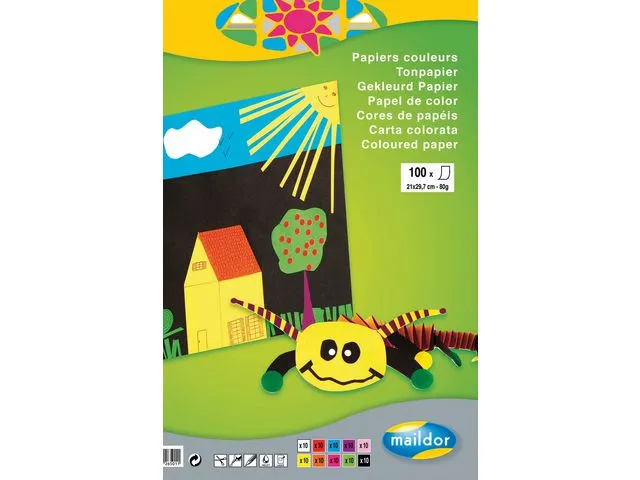 Clairefontaine fargeblokker Maildor, 100 ark, A4, 210 x 297 mm, assorterte farger
