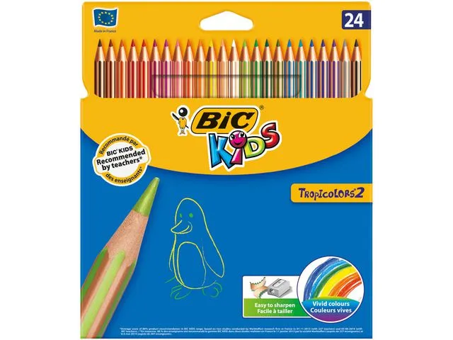 BIC® fargeblyanter Kids™ Tropicolors, sekskantet kropp, bly i assorterte farger