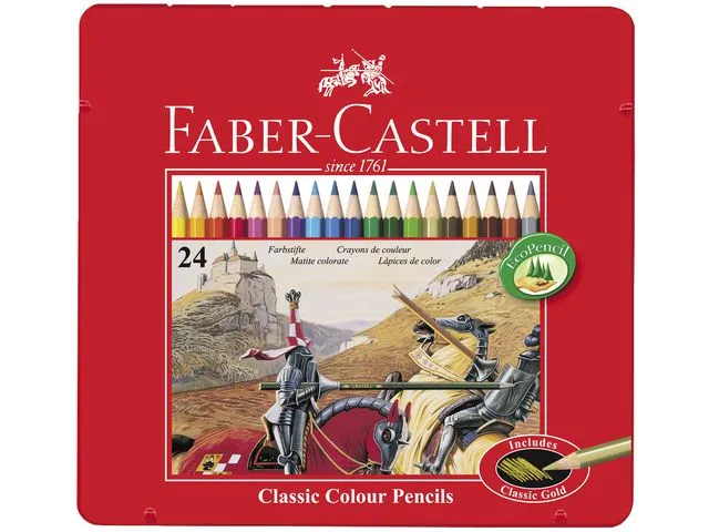 Faber-Castell fargeblyanter, sekskantet kropp, bly i assorterte farger