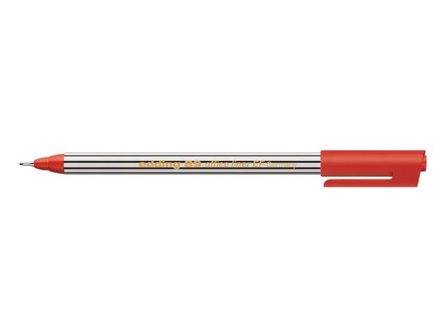 edding fineliner-penn 89 Office Liner, ekstra tynn spiss, svart og hvit kropp, rødt blekk