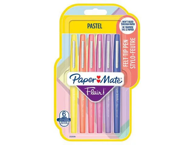 Paper Mate Fiberpenn PAPERMATE ass pastell farg (6)