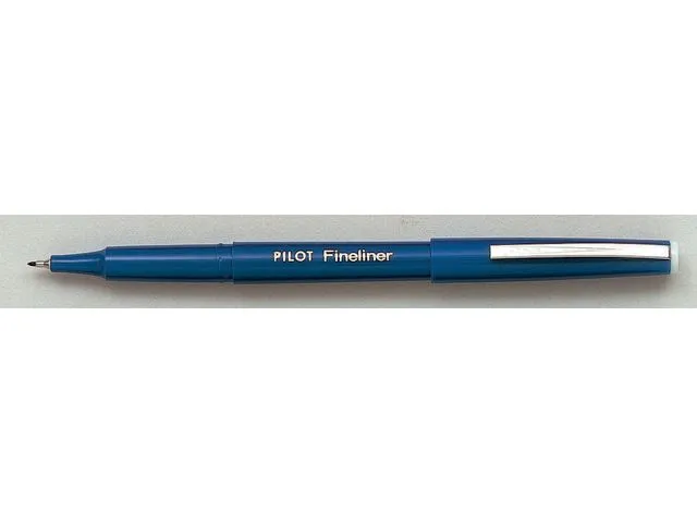 Pilot penn Fineliner, tynn spiss, blå kropp, blått blekk