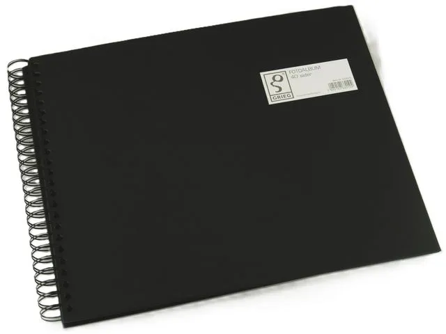Grieg Fotoalbum stort 40 sider sort