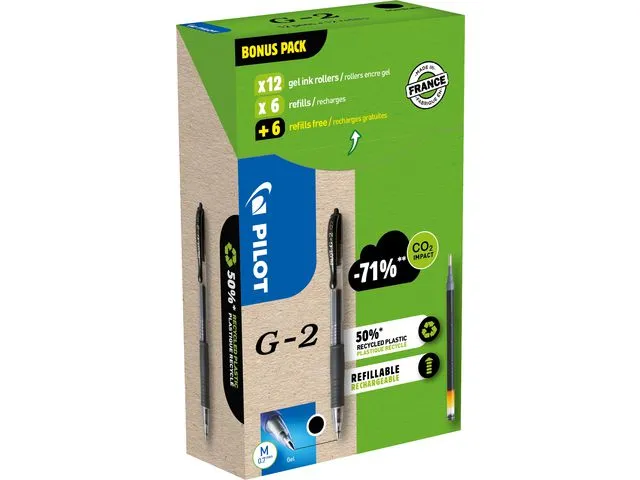 Pilot Geleroller PILOT G2 07 sort (12+12)