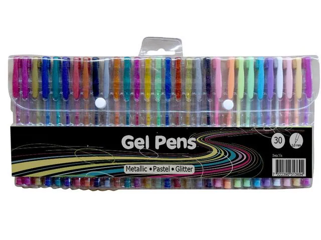 gelpenner, metallisk, glitter, pasteller, 1 mm, assorterte farger
