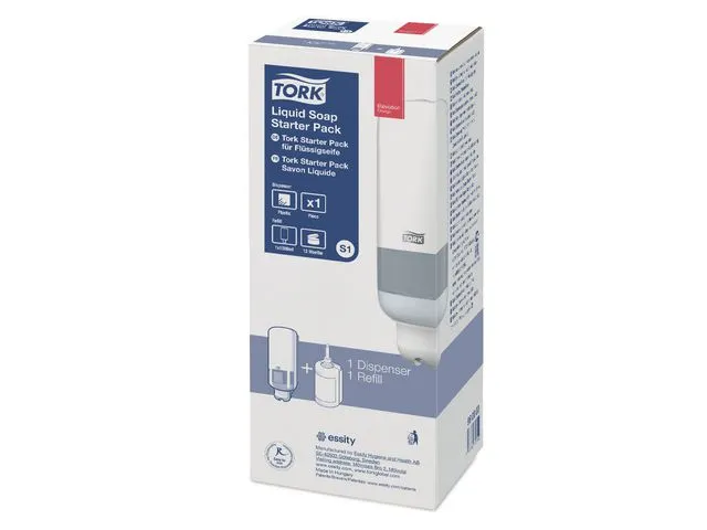Tork startpakke Elevation S1, såpedispenser med flytende såpe, patron, 1 l, plast