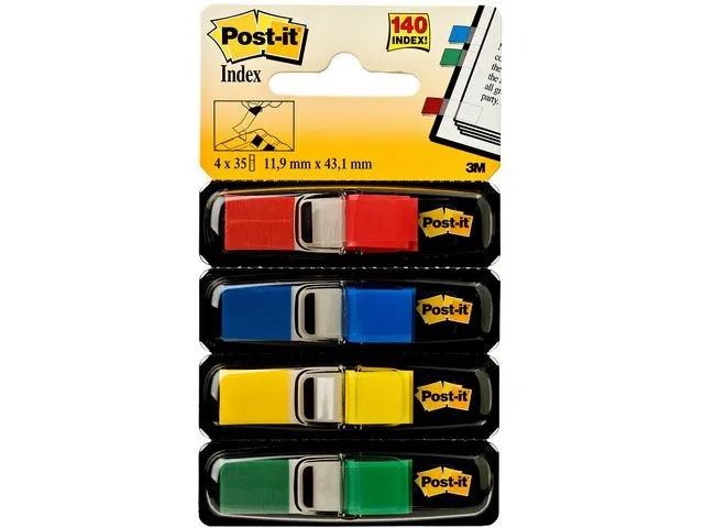 Post-it® Index POST-IT 683 smal ass rød/gul/bl/gr