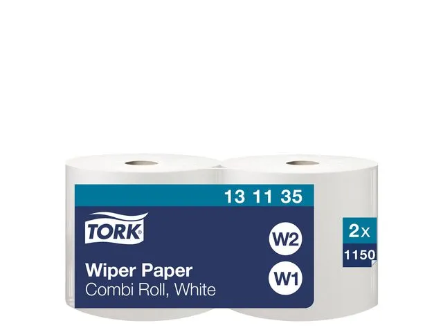 Tork tørkeark Advanced Wiper 415 Combi W1, 1-lags, 1150 ark, hvit
