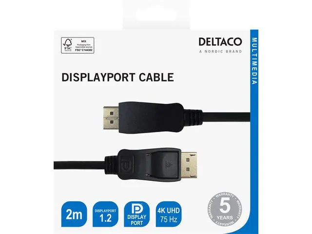 DELTACO Kabel DELTACO Displayport M/M 2m sort