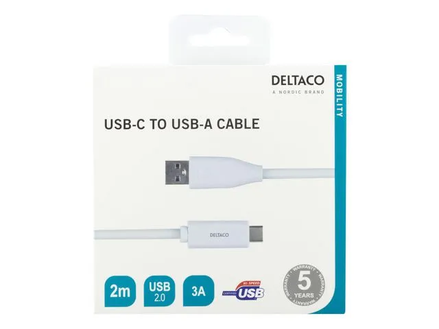 DELTACO Kabel DELTACO USB-C til USB-A 2m