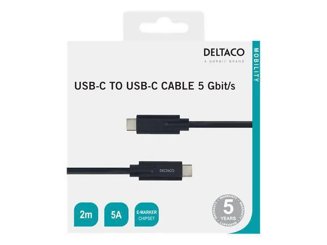 DELTACO Kabel Deltaco USB-C til USB-C 2m