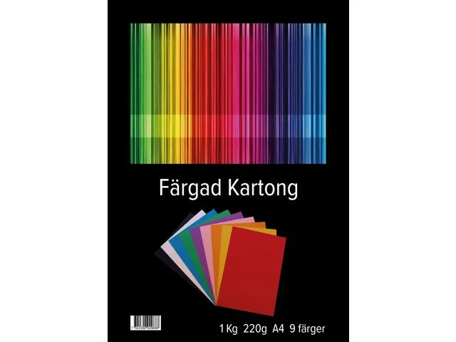 Kartong A4 220g 9 farger 1kg