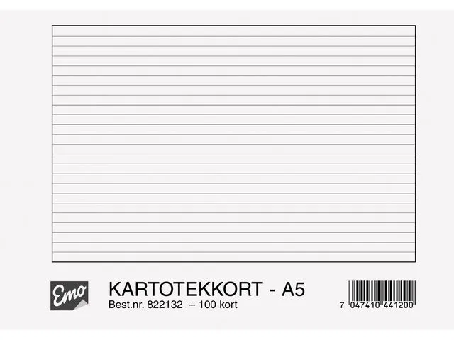 Emo Kartotekkort A5 linjert 200g