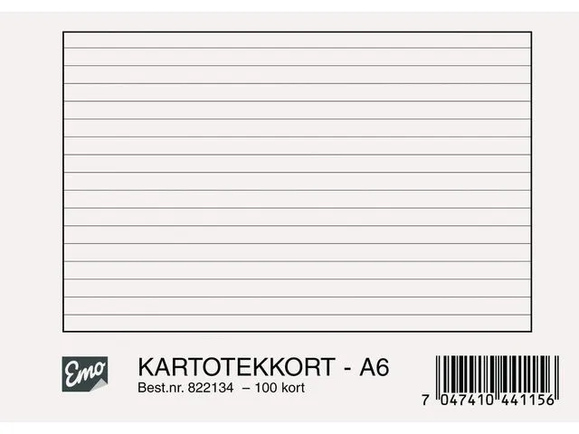 Emo Kartotekkort A6 linjert 200g