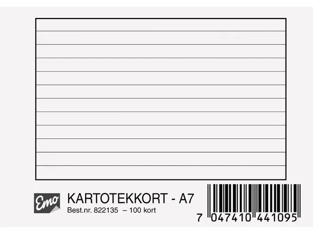 Emo Kartotekkort A7 linjert 200g
