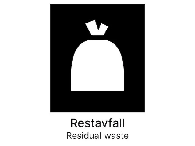 Kildesorteringsetikett Restavfall A5