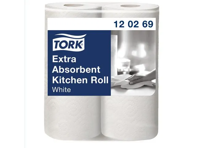 Tork kjøkkenpapir Premium Extra Absorbent, 2-lags, 64 ark, preget, 230 mm, hvit
