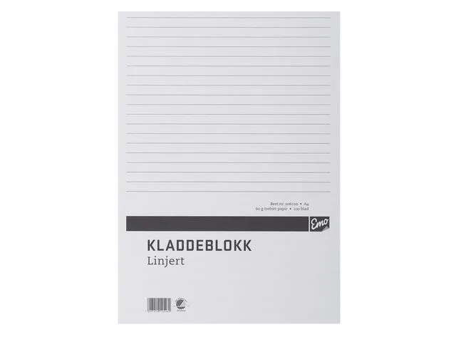 Emo Kladdeblokk EMO A4 60g 100 blad linjer