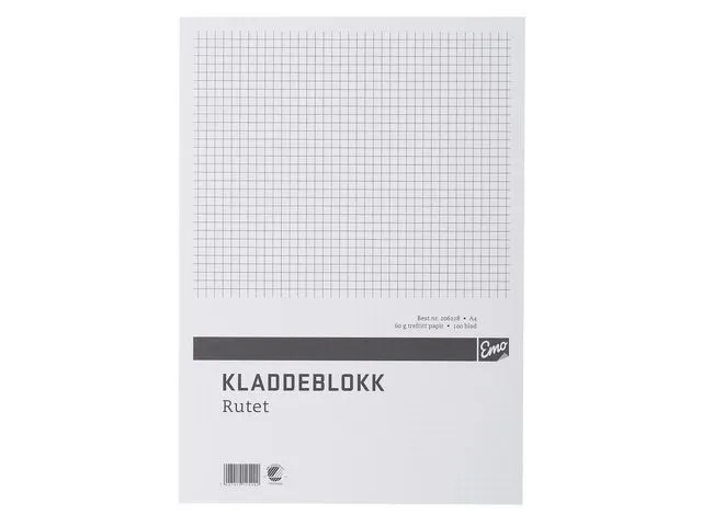 Emo Kladdeblokk EMO A4 60g 100 blad ruter