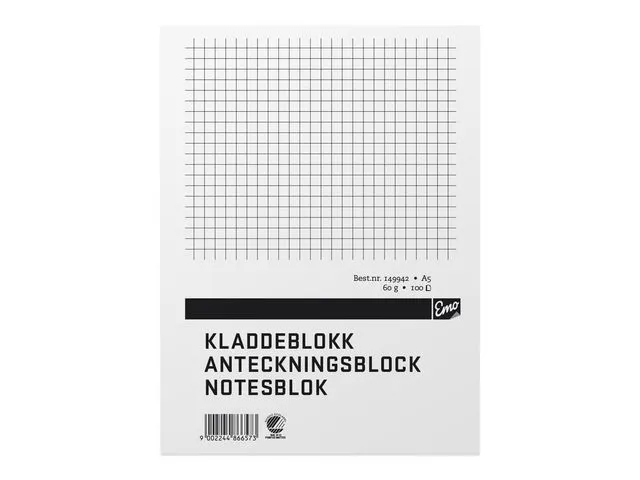 Emo Kladdeblokk EMO A5 60g 100 blad ruter